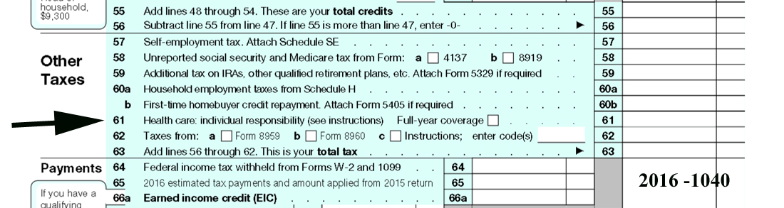 2016 IRS form 1040