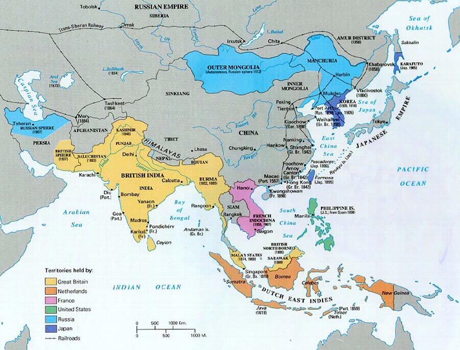 Asian map surrounding Siam 