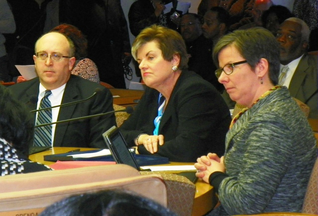 Maura Corriga (center) at Detroit City Council March 3 2012