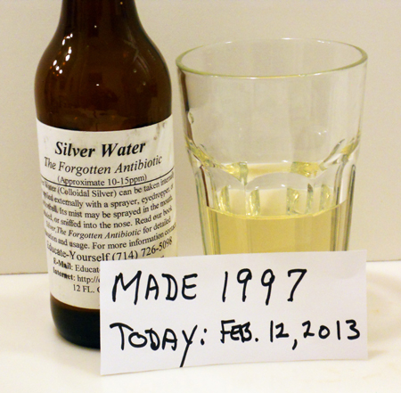 Colloidal silver produced in 1997 still yellow and viable after 16 years storage