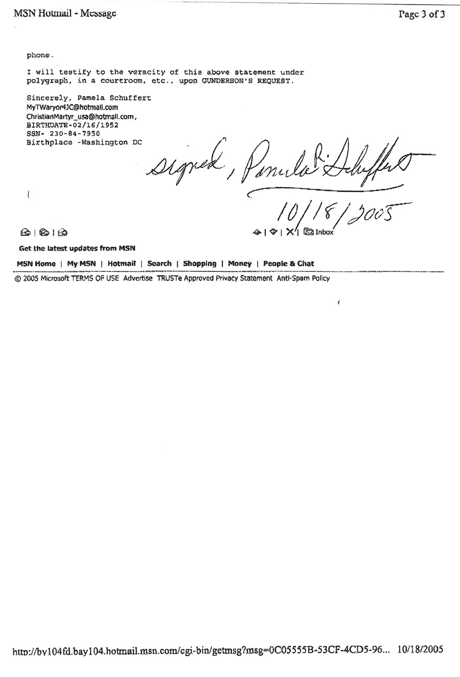 page 3 Pam Schuffert email to Ted